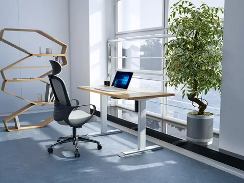 Height Adjustable Standing Desk Electric Sit Stand Desk with Ergonomic Comfort Edge for Commercial Office Workstation