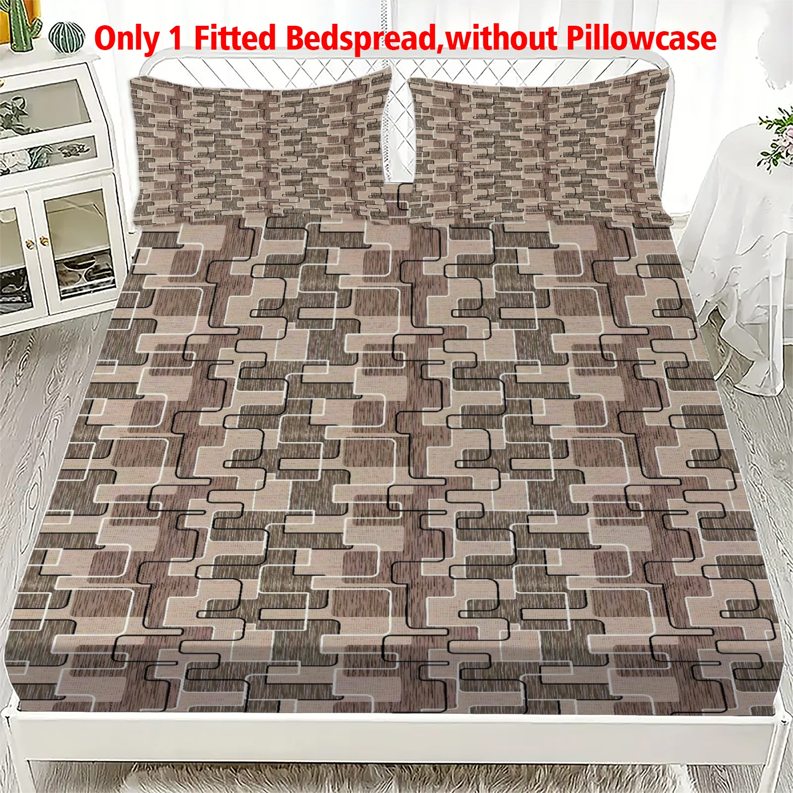 1 Stück braune, abstrakt gemusterte, elastische Matratzenauflage mit weichem Rand, ohne Kissenbezug, für Einzel-/Doppel-/Queen-/King-Size-Betten, für Zuhause und Studentenwohnheime
