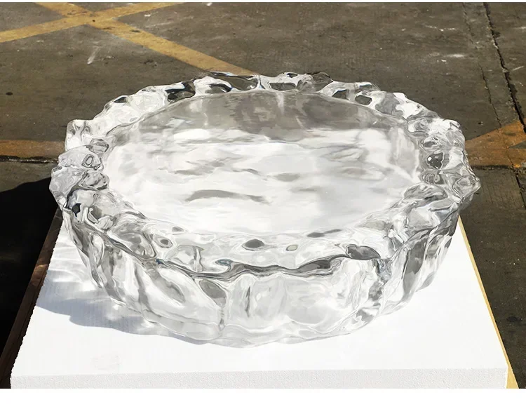 

Прозрачный круглый журнальный столик из смолы, светлый роскошный элитный столик для гостиной, дома, дивана, боковой столик с водной рябью