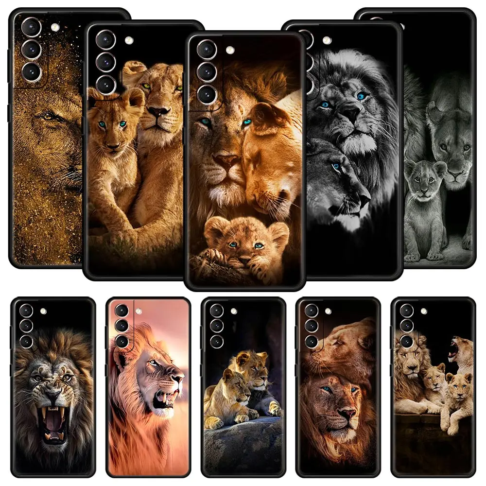 Lion Alpha Male Cub Phone Case For Samsung Galaxy S26 Ultra S25 Plus S24 FE S23 S22 5G S21 S20 Cover Black Soft