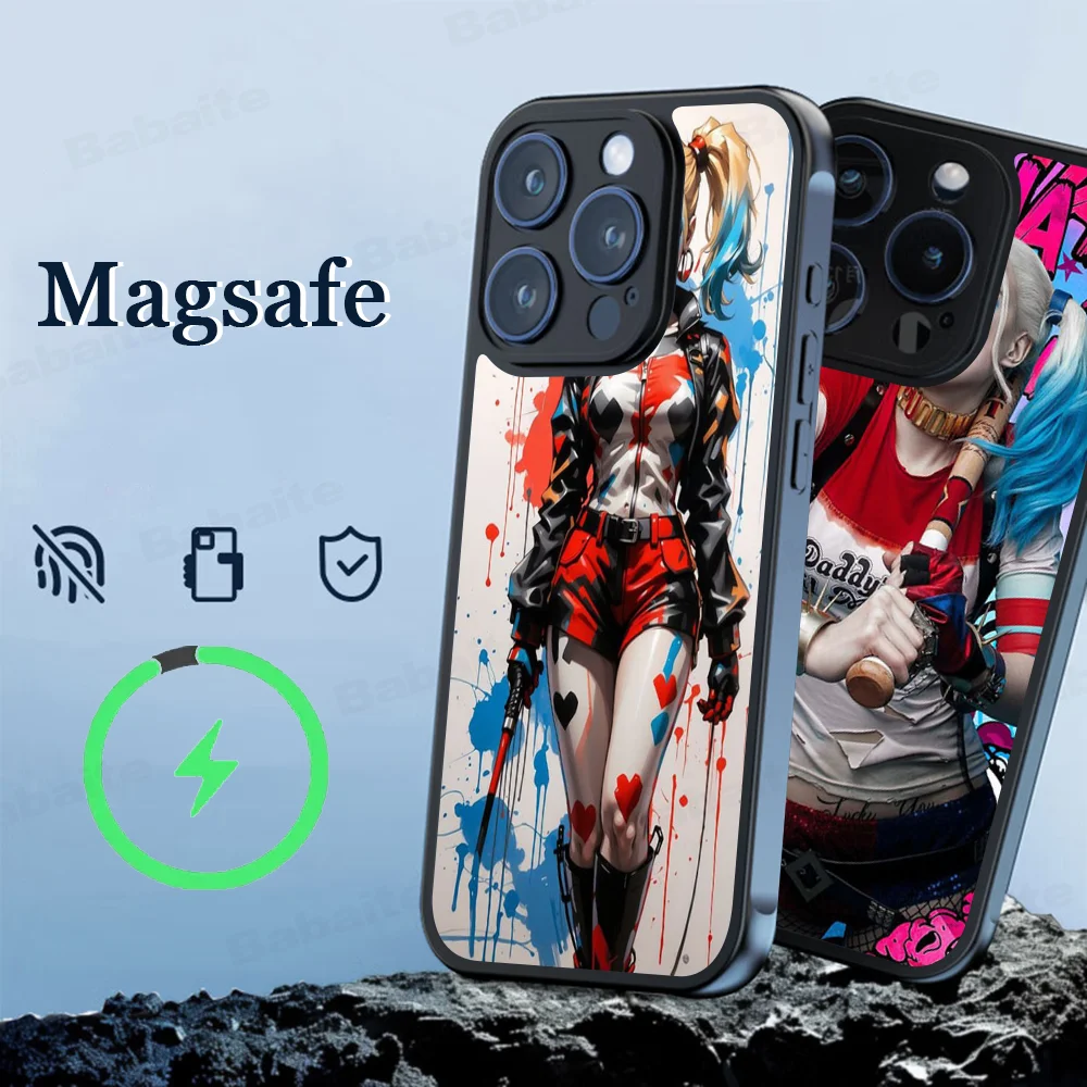 Little Ugly Girl H-Harley Q-Quinn Phone Magnetic Case For IPhone 16 14 13 12 11 15 ProMax Plus For Magsafe Wireless Charge Cover