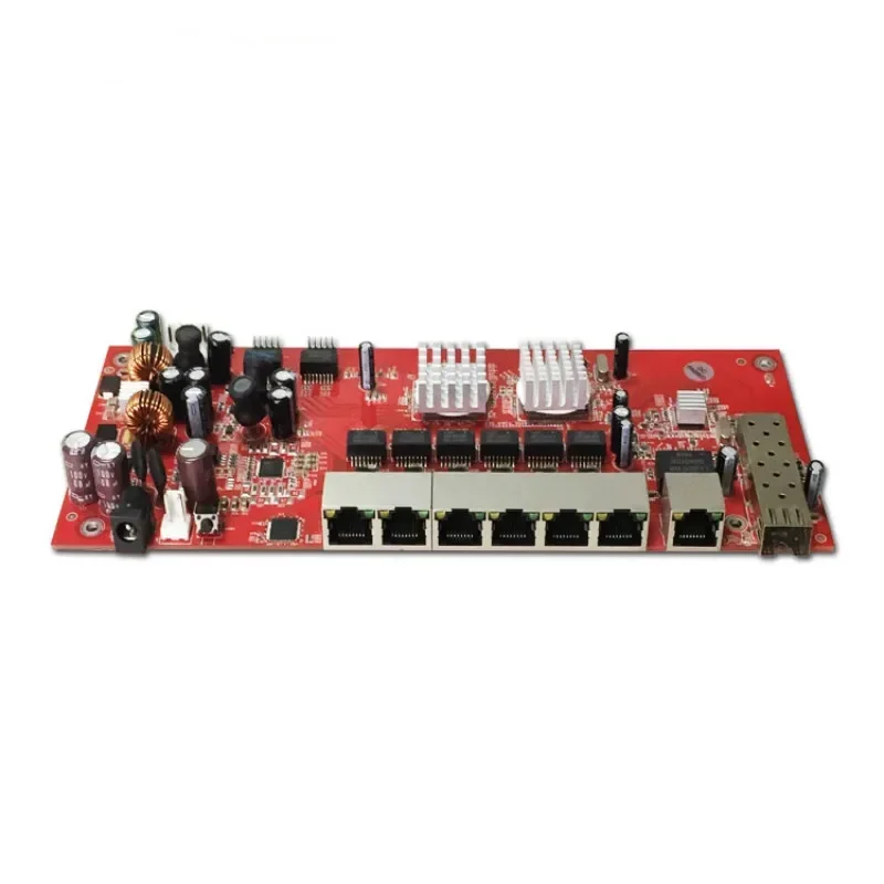 Conmutador PoE de fibra OEM/ODM, 48V, 8 puertos, 10/100Mbps, placa pcb de interruptor poe para teléfono IP, cámara IP, antena wifi para exteriores