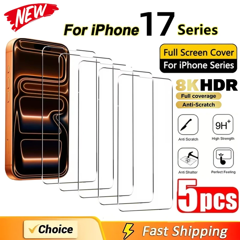 5Pcs Screen Protector For iPhone 17 16 15 14 13 12 11 PRO MAX Privacy Glass For iPhone 7 8 X XR XS Max SE Tempered Glass