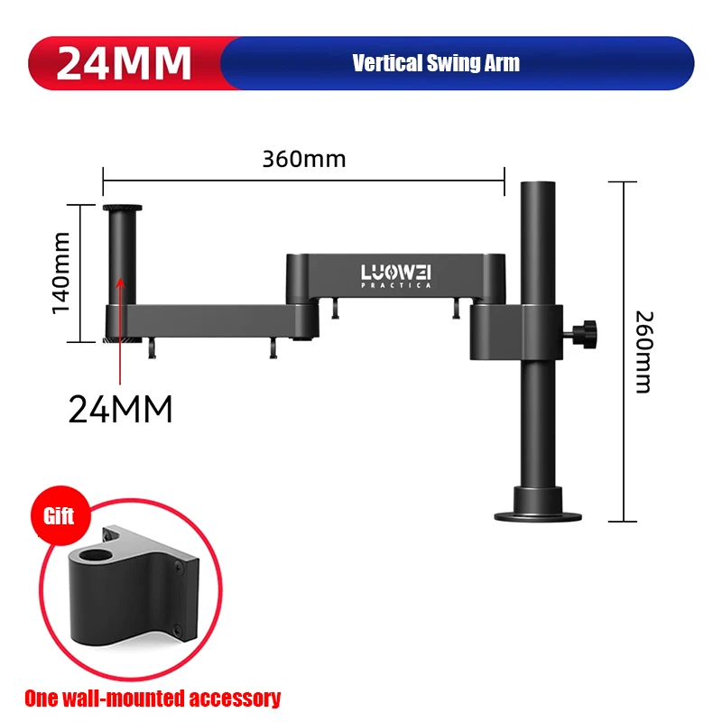 Luowei LW-017 Rotating Microscope Bracket Arm Adjustable Fixed Lifting Metal Forging Bracket for Microscope 360 ° Moving