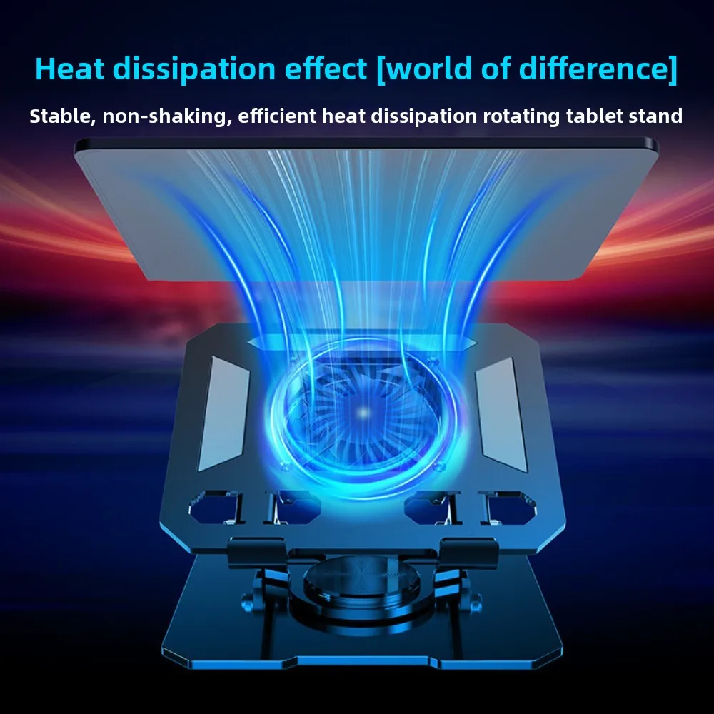 

360 ° Вращающийся охлаждающий вентилятор, кронштейн для планшета, регулируемая складная подставка для охладителя планшета, портативное рассеивание тепла