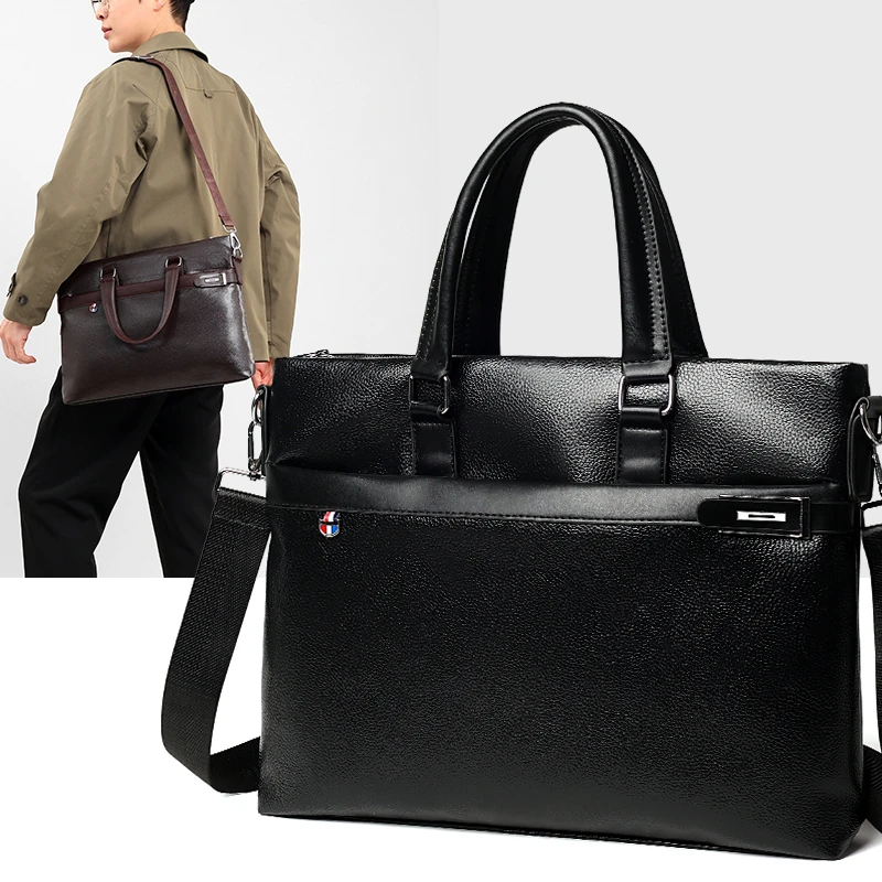 Maletín para Hombre 2026, de Alta Calidad, Marca Famosa, de Cuero PU, Bolsos de Mensajero de Hombro, Bolso de Mano para Oficina, para Portátil de 14 Pulgadas