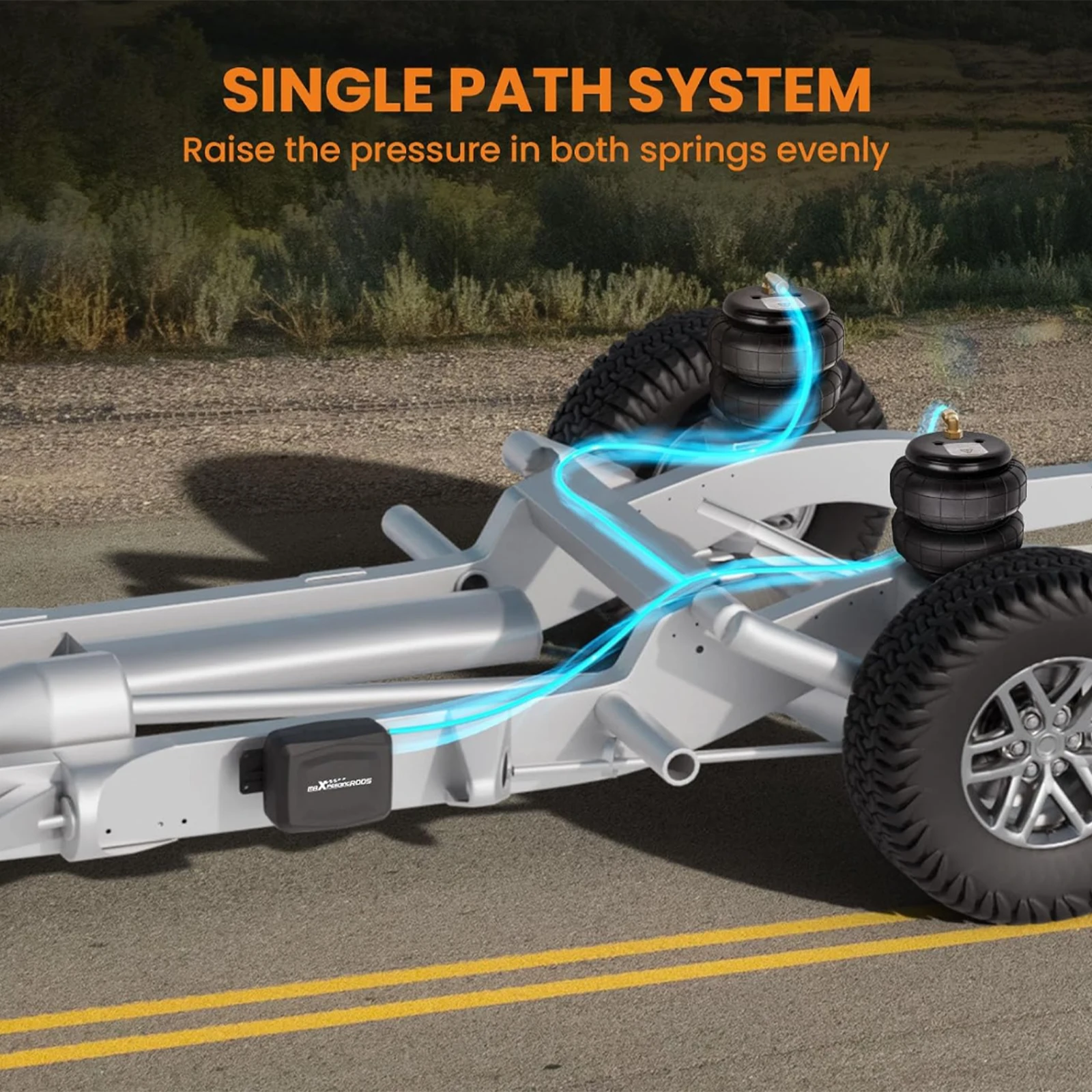 Universal Air Spring Controller Kit, On-Board Compressor Single Path System for Truck/Trailer, Easy In-Cab Adjustment