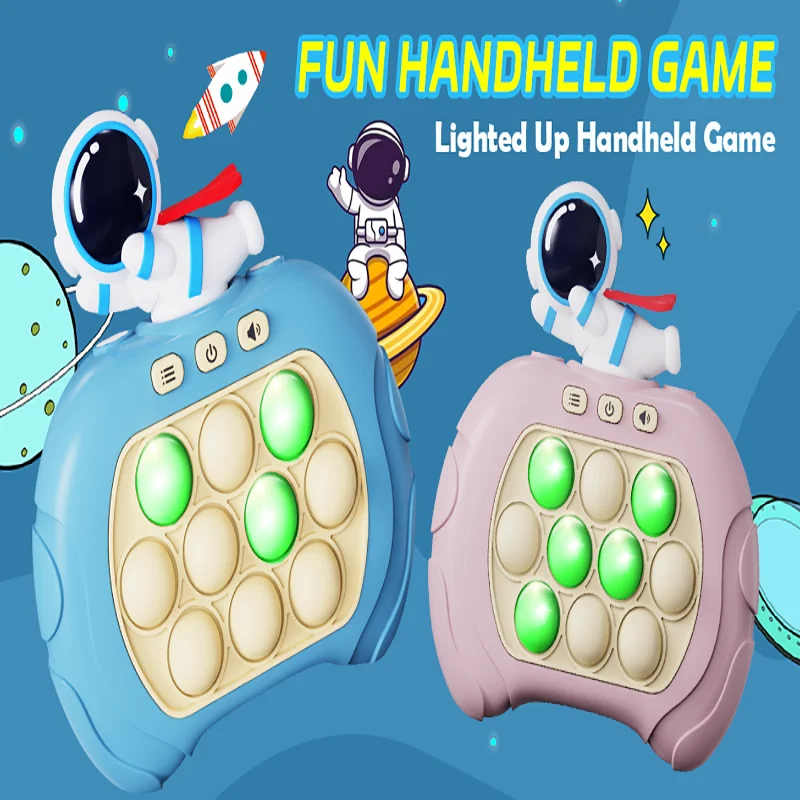 Pop Quick Push Bubbles Game Fidget Toys Handheld Games For Kids Adult Anti Stress Sensory Toys Funny Light-Up Whac-A-Mole Game