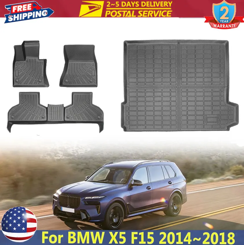 

TPE Car Floor Mat For BMW X5 F15 2014~2018 Car All Weather Floor Mats+Trunk Mat TPE Cargo Liner Carpet Cover Non-slip Interior