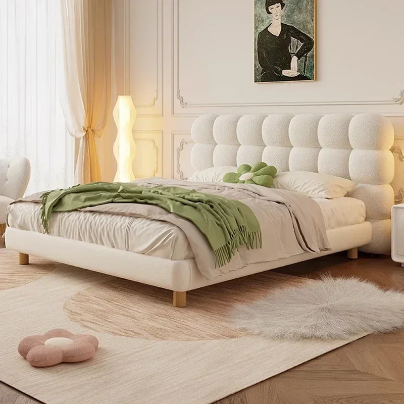 Princess Puff Headboards Bed Children Double White Unique European Floor Bed Bedding Bedframe Cama Matrimonial Bedroom Furniture