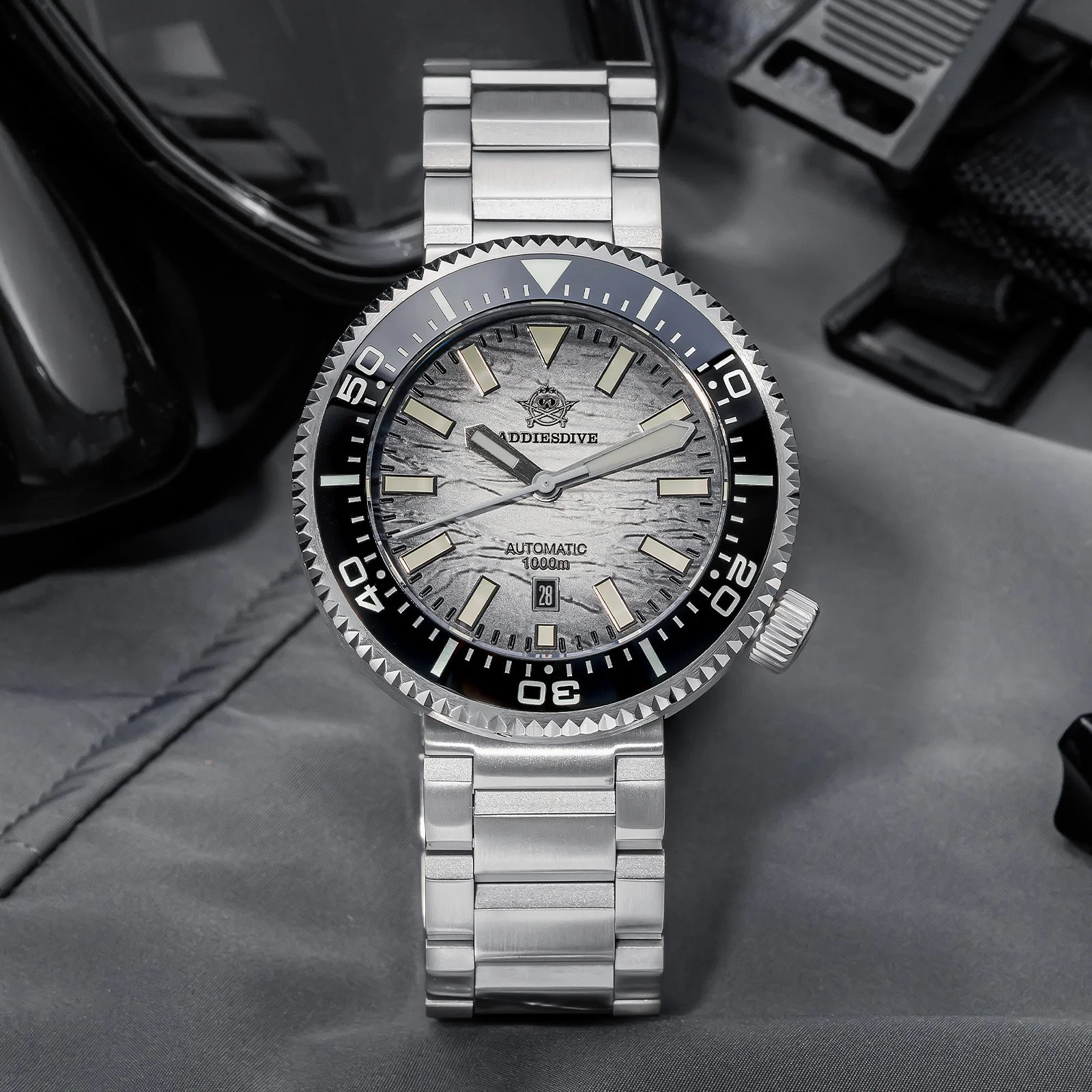 ADDIESDIVE Men's Automatic Mechanical Watch Super Luminous 1000M Waterproof Calendar Display Luxury Stainless Steel Diving Watch