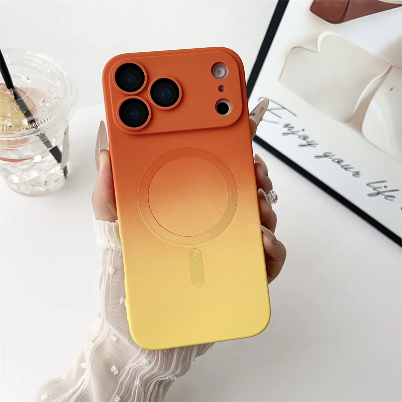 Gradient Matte TPU Magnetic For Magsafe Case For iPhone 17 Air 17 Pro Max 17 Pro 17 Shockproof Glass Lens Cover