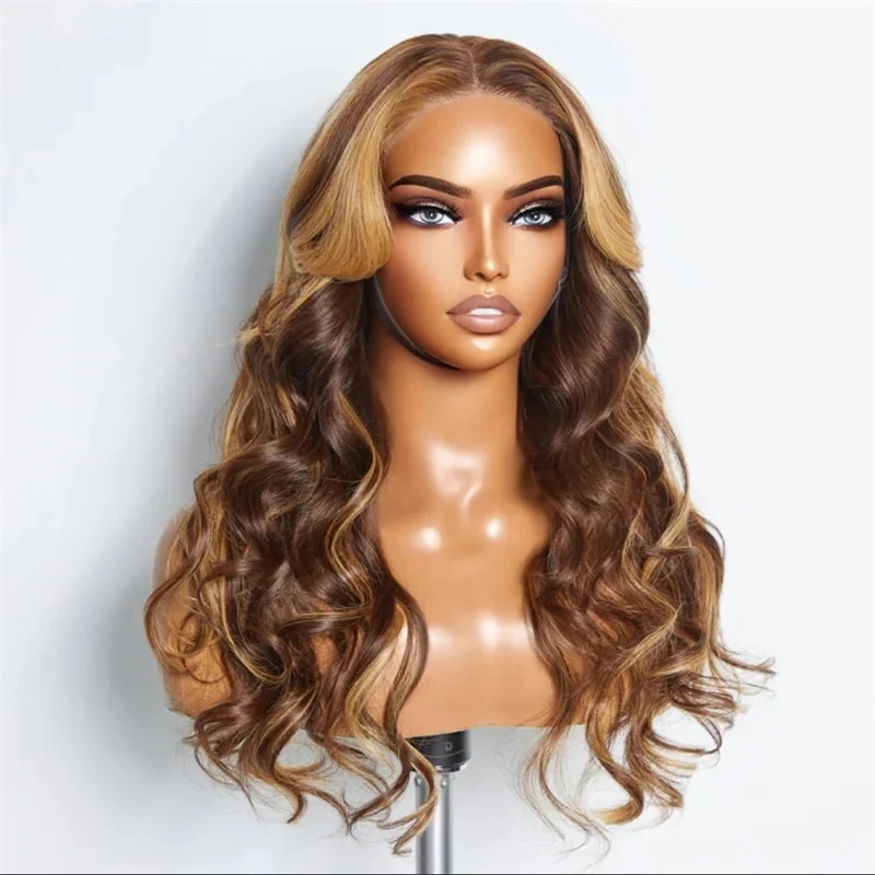 

Soft 28inch Long Highlight Blond Body Wave 5x5 Silk Base Jewish Human Hair Wig With Baby Hair HD Lace European Hair Preplucked