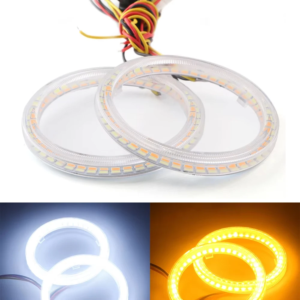 

LED Angel Eyes Car Halo Rings Headlight 12V White and Yellow 70mm 80mm 90mm 100mm 110mm 120mm 4014 Chip with Plastic Cover