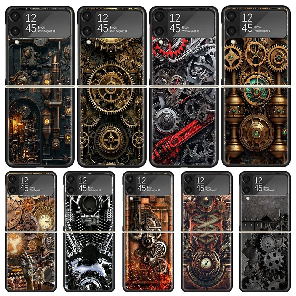 Steampunk Gear Mechanical Phone Case For Samsung Galaxy Z Flip3 Flip4 Flip5 Flip6 PC Shell For Z Flip 3 4 5 6 Hard Folding Art C