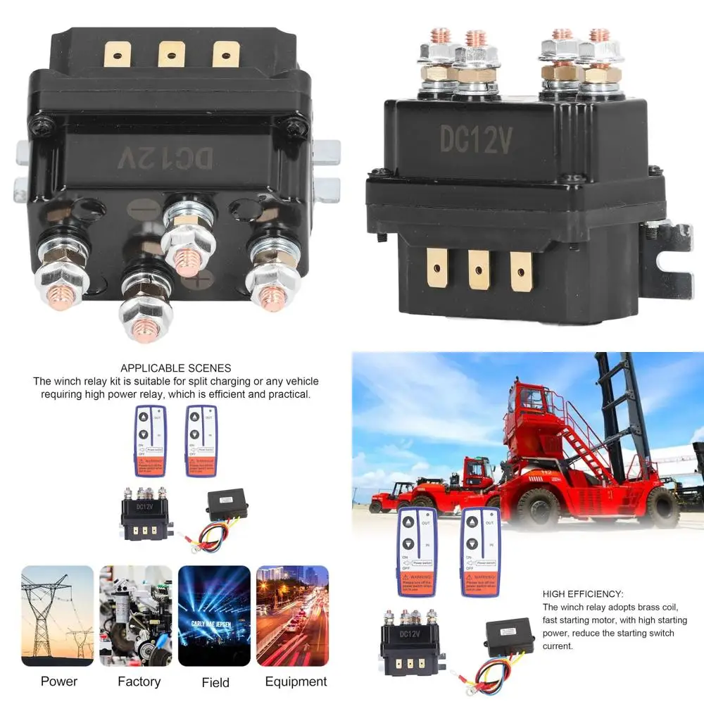 

Winch Cordless Remote, 12V 500A Winch Solenoid Relay Contactor and 2pcs Cordless Winch Remote Control Kit with 6 Protecting Caps