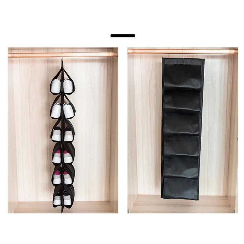 Closet Shoe Rack Hanging Bag for Closet Shoe Organizer Household Products Creative 12 grid Shoe Storage Hanging Bag Thick Style