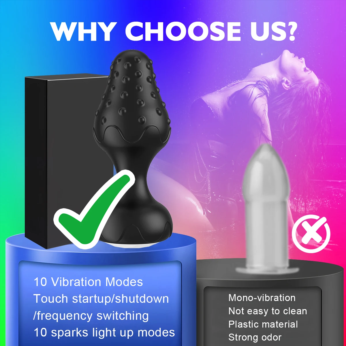 لون ضوء ينبعث منها المكونات الشرج لعبة الكبار للرجال النساء سيليكون المكونات هزاز مع المكونات التحكم عن بعد LED