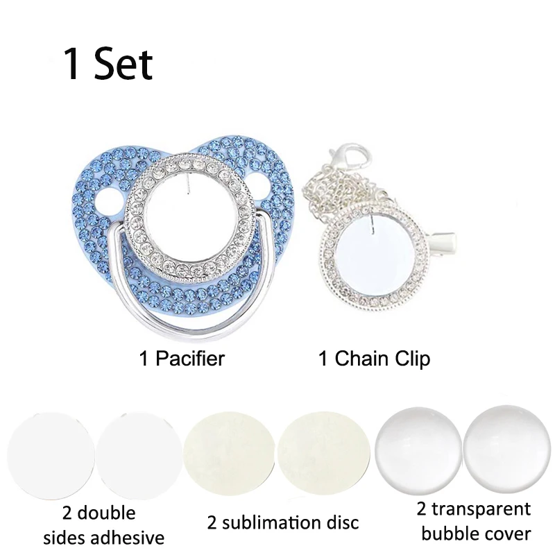 Customization Baby Pacifier Luxury Rhinestone Blank Pacifier Clips Chain Sublimation Pacifier Infant Dummy Baby Shower Gifts images - 6