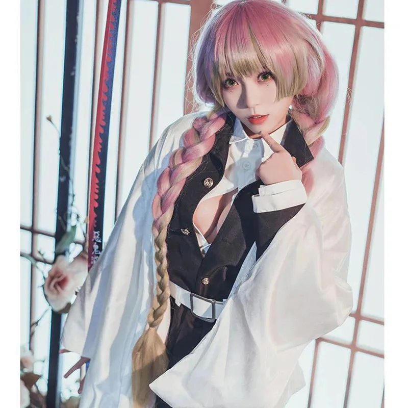 Bear's Home A Anime Demon Slayer Halloween Costume Kanroji Mitsuri Tsuyuri Kanao Kochou Cosplay Wig 2025 New