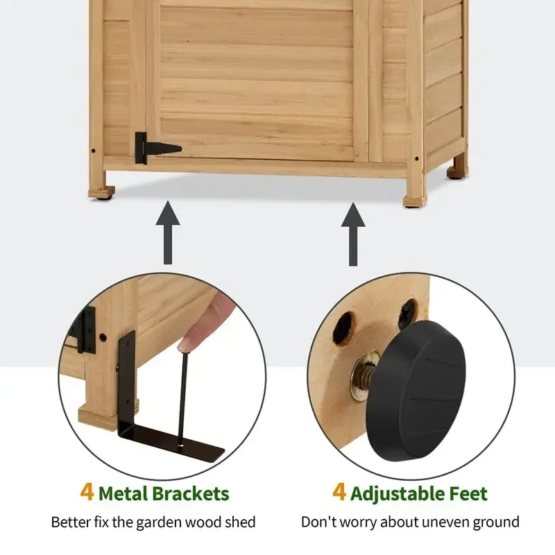 2026 flat pack lockable small waterproof cedar timber wooden balcony backyard patio garden tool shed outdoor storage cabinet