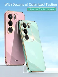 For Vivo V29 Case Luxury Square Plating V29 Pro Phone Case ShockProof Silicone Back Cover Fundas