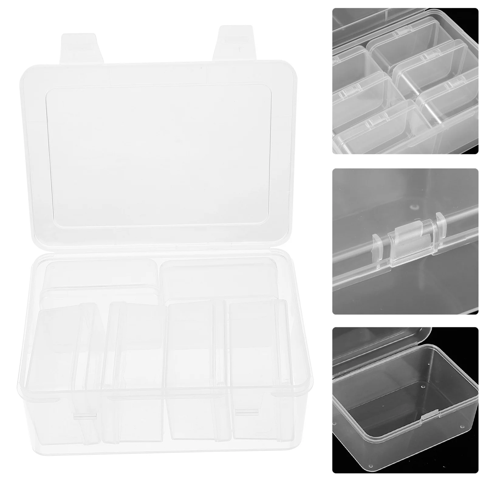 

1 Set Of Mini Jewelry Storage Box Clear Pp Material Small Organizer For Pills Earrings Rings Beads Rhinestones Dust-Proof Snap