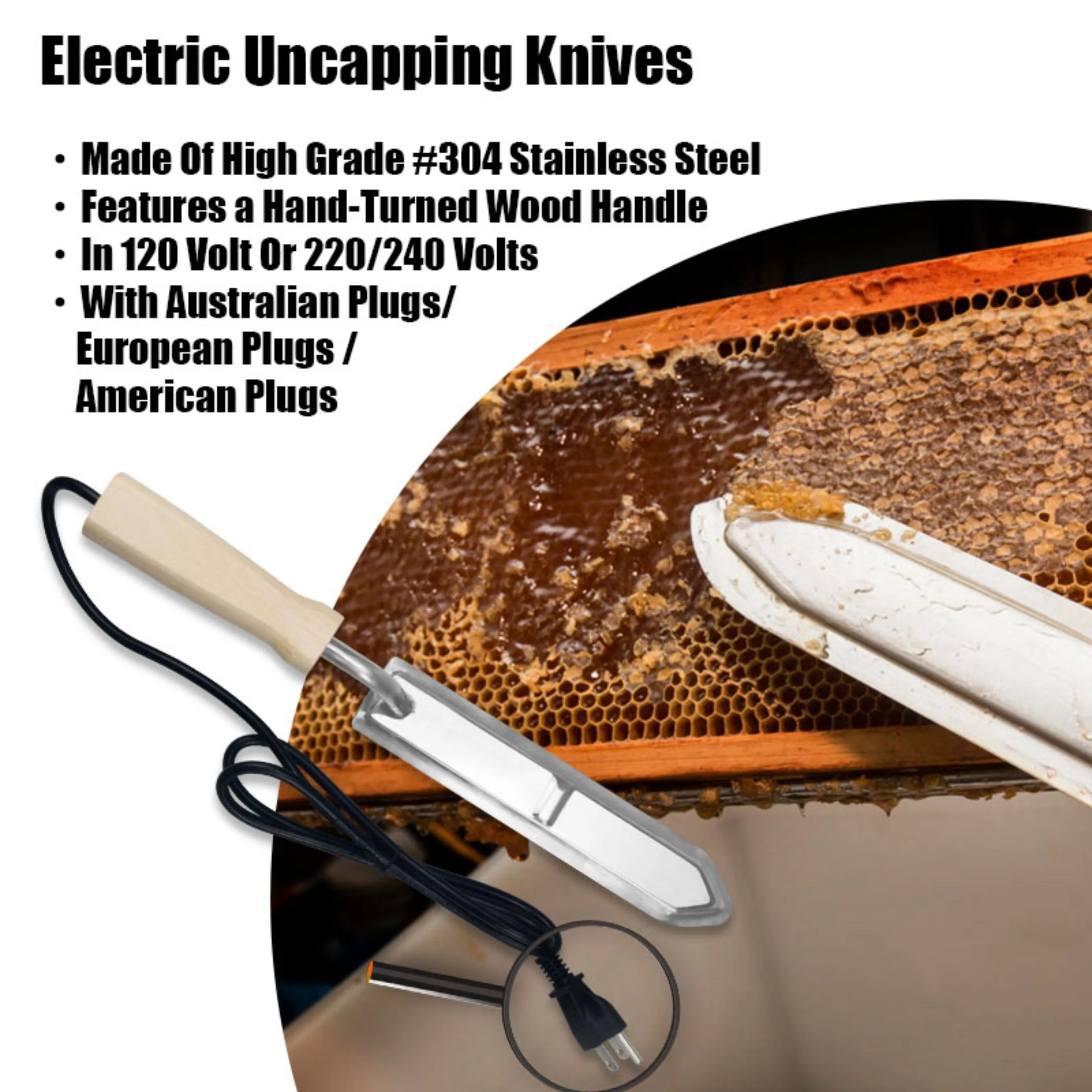 Electric Uncapping Knife for Beekeeping, Heating Scraping, Honey Frame Cutter, Fork Bee Hive Tools, Apiculture Supplies Equipmen