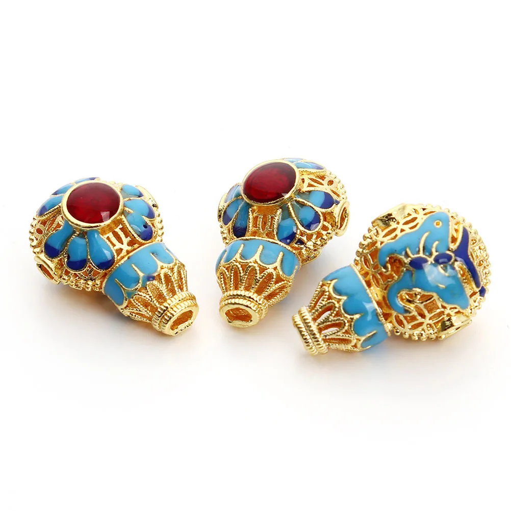 

3pcs Cloisonne Loose Sky-Blue Large Hole Diy Craft Beads For Jewelry Making Enamel Separation Beads Fashion Accessories Bead For