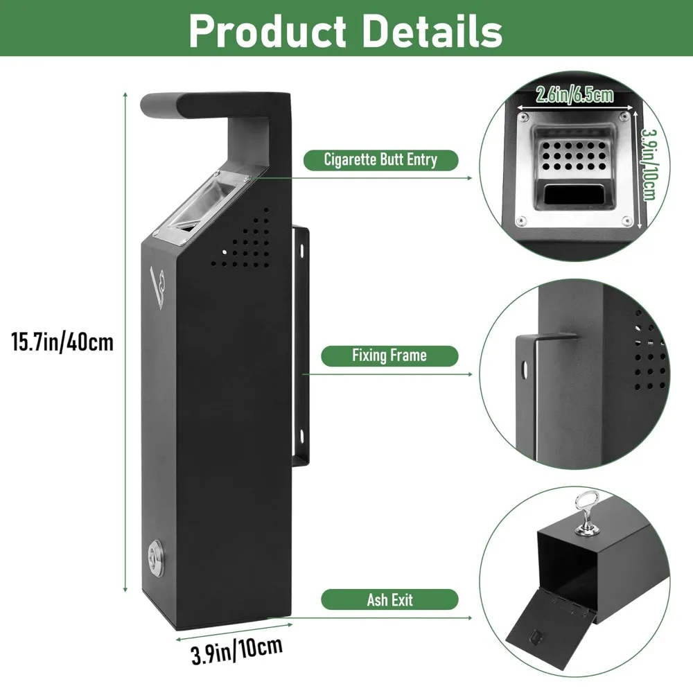 سلة المهملات التجارية المثبتة على الحائط في الهواء الطلق للمطاعم والفنادق والمكاتب والحانات - سلة قمامة متينة للمساحات العامة #4