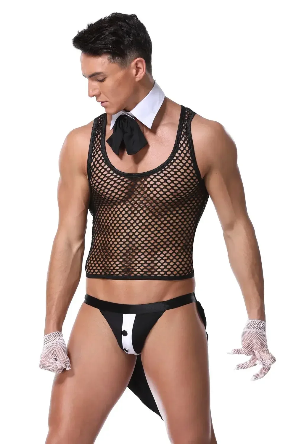 Men's Sexy Waiter Outfit Cosplay Costume Hot Erotic Maid Lingerie Adult Party Theme Costumes for Men