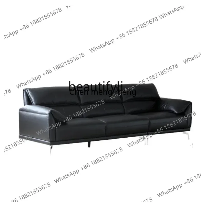 LHY26 ssss 26 Leather sofa black first layer cowhide retro light luxury living room three-person straight row sofa