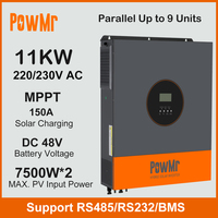 PowMr 11KW Solar Hybrid Inversor With 150A MPPT Solar Charge Controller 48VDC To 230VAC Support Parallel LifePo4 BMS RS485 RS232