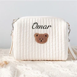 Baby Carriage Hanging Bag Personalized Name Multifunctional Outdoor Baby Bear Mommy Bag Customized Baby Stroller Storage Bags