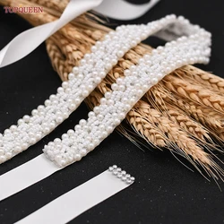 TOPQUEEN Luxury Bridal Sashes For Wedding Dress Pearl Beaded Bridesmaid Sash Women'S Accessories Flower Girl Waistband S204