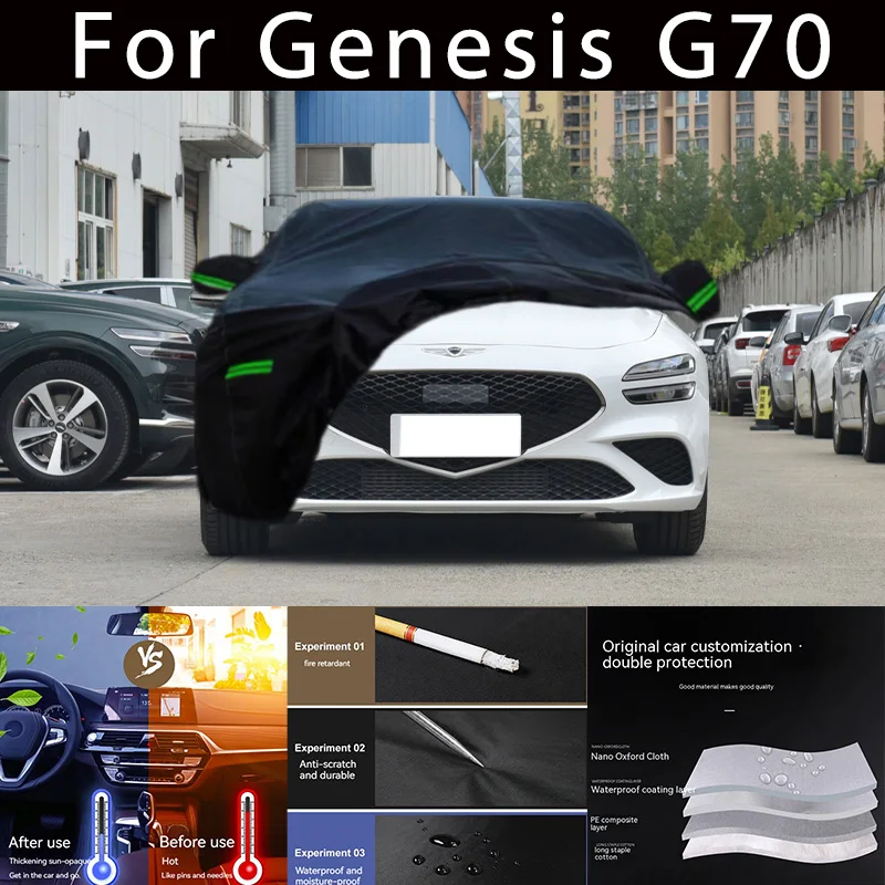 

Для Genesis G70 наружная защита, полный автомобильный чехол, снежный чехол, солнцезащитный козырек, водостойкий, пылезащитный, внешние автомобильные аксессуары