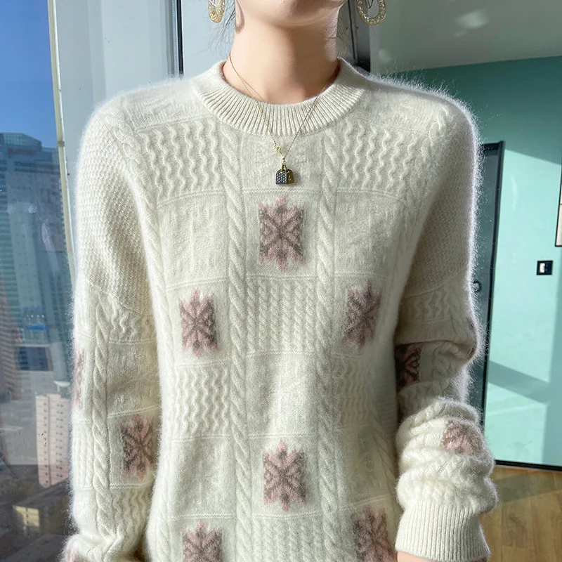 High-end European foreign sweaters in autumn and winter new thick 100 pure sweaters loose lazy sweater.