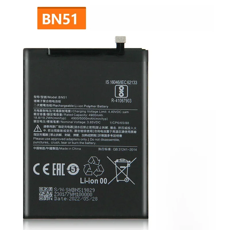 

New Replacement Phone Battery BN51 For Xiaomi Redmi 8 /8A /i8 5000mAh