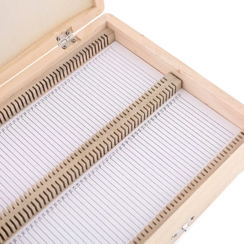 100-Places Digital Microscope Slides Storage Box Biological Wooden Piece Case with Numbered Slots Contents Sheet for Prepared Sl