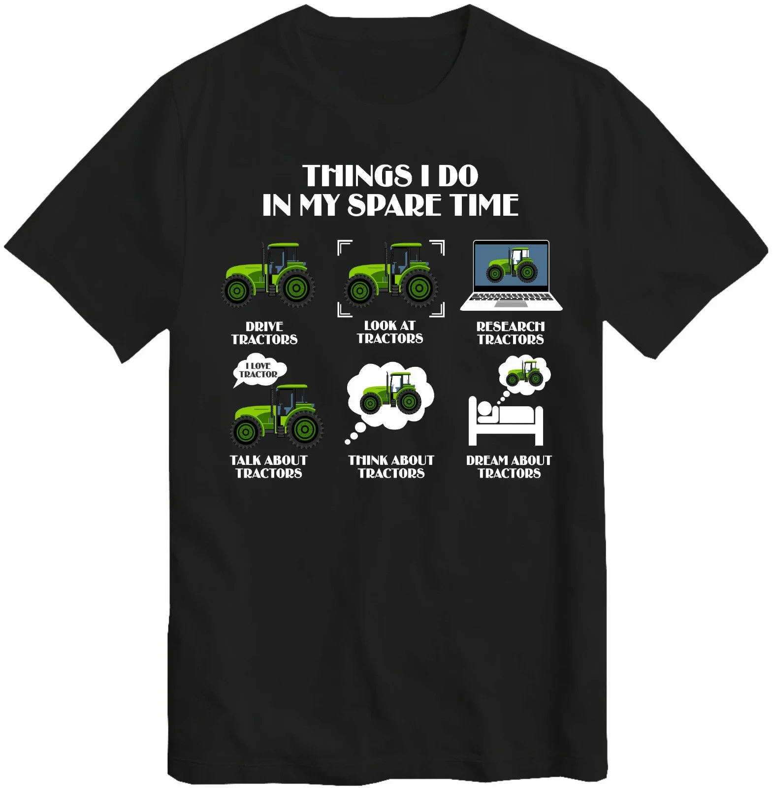 Summer Activities During My Free Time: Driving A Tractor. T-shirt. Funny Farmer Gifts. Men's and Women's T-shirts.