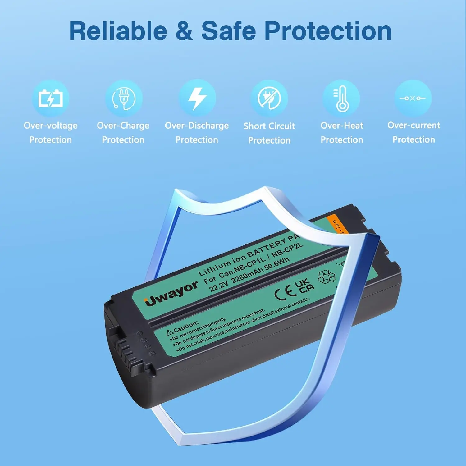 UWayor 2280mAh NB-CP2L NB-CP1L Battery and Charger Adapter for Canon Photo Printers SELPHY CP1500, CP1300, CP1200, CP910, CP900 view 5
