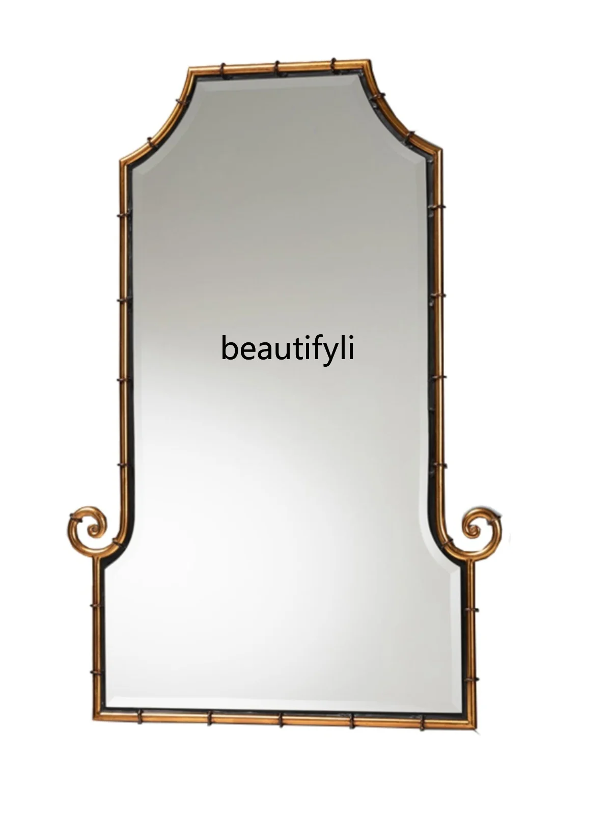 

Neoclassical Decorative Mirror Bamboo Vintage Art Full-Length Mirror Living Room Entrance Dresser Wall-Hanging Mirror