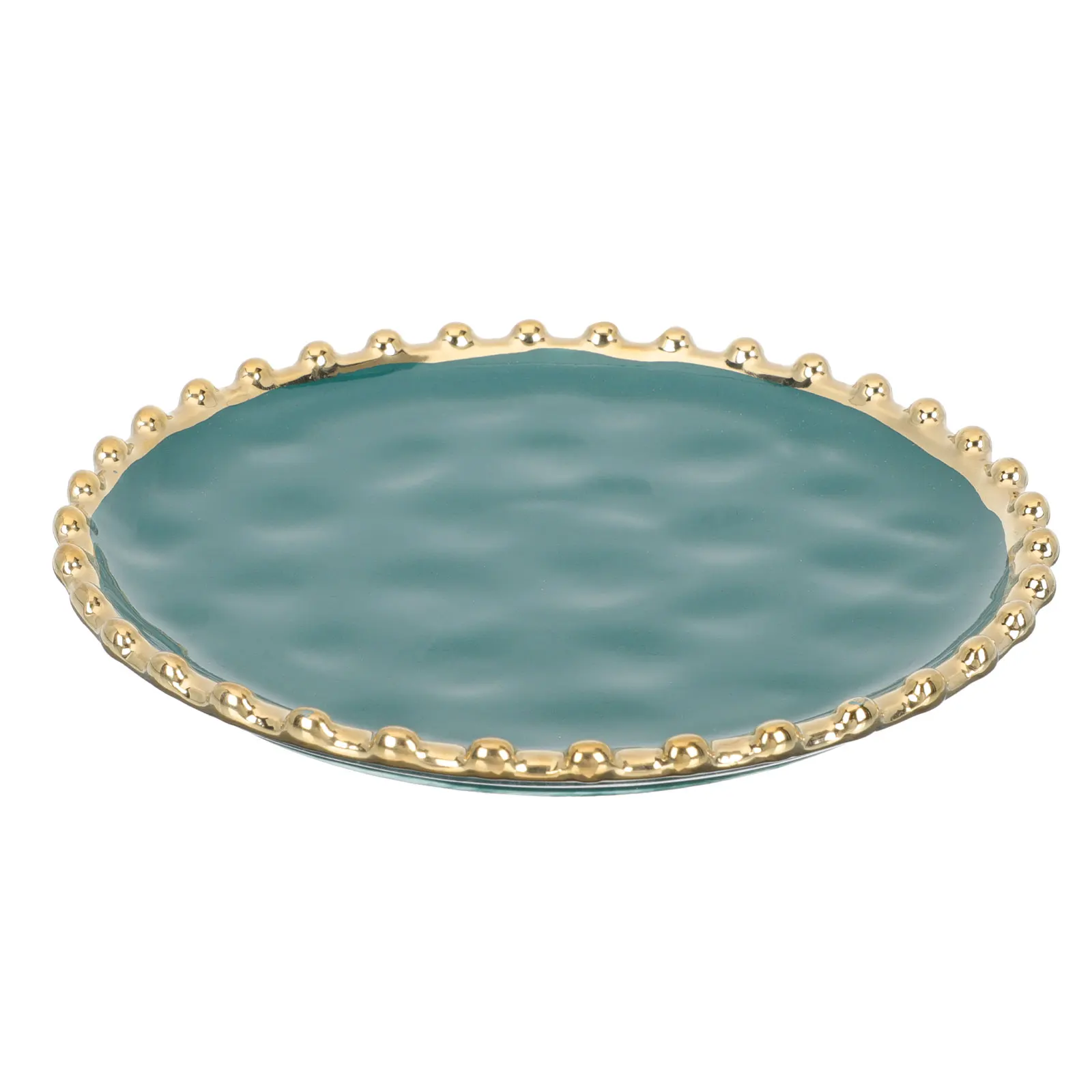 

Gold Rim Ceramic Plates Round Breakfast Dish White Green Serving Tray Scandinavian Style Salad Sushi Hotel Restaurant Picnic