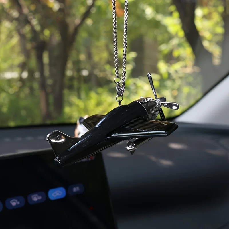 `Aircraft Ornament Car Hanging Decor Home Decoration Miniature Plane Figurine Rearview Mirror Charm Plated Office Study Decor`
