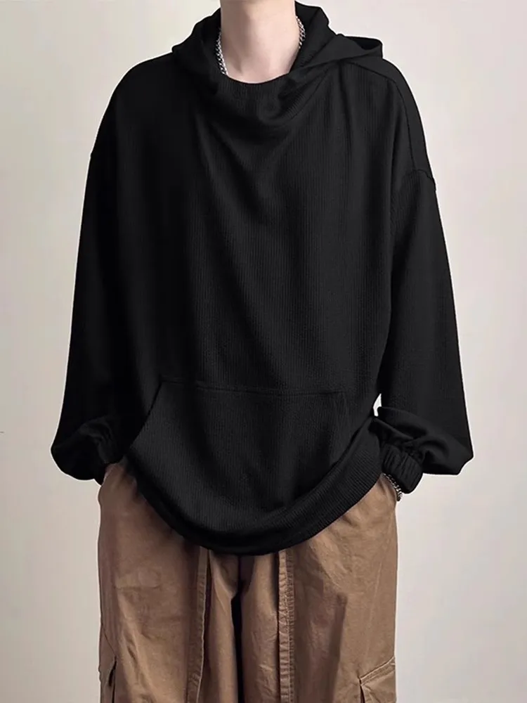 

Loose Long Sve Hoodie Men's Worn Sle Urban Faion Spring Autumn Crew Ne Sweatirt Bla Samurai Casual Comfortable