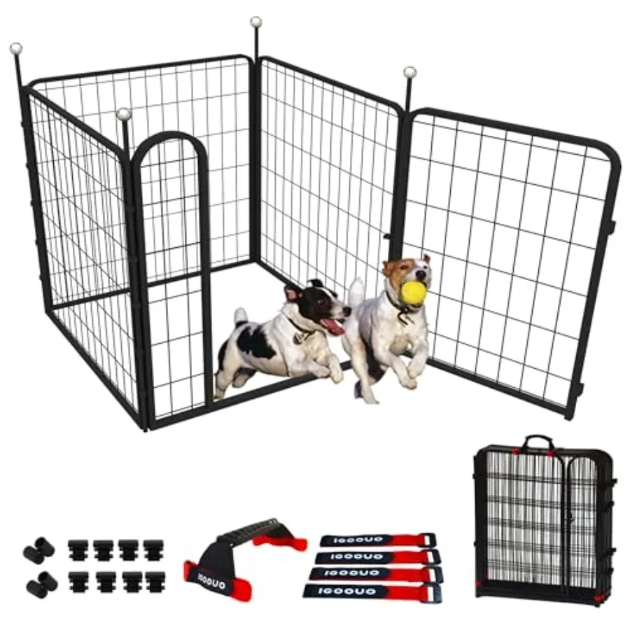 

Портативные переноски и вольеры для собак 32 дюйма, металлический вольер для мелких/средних собак, для дома и улицы, с удобными ремнями для переноски, нержавеющий, с одной дверцей