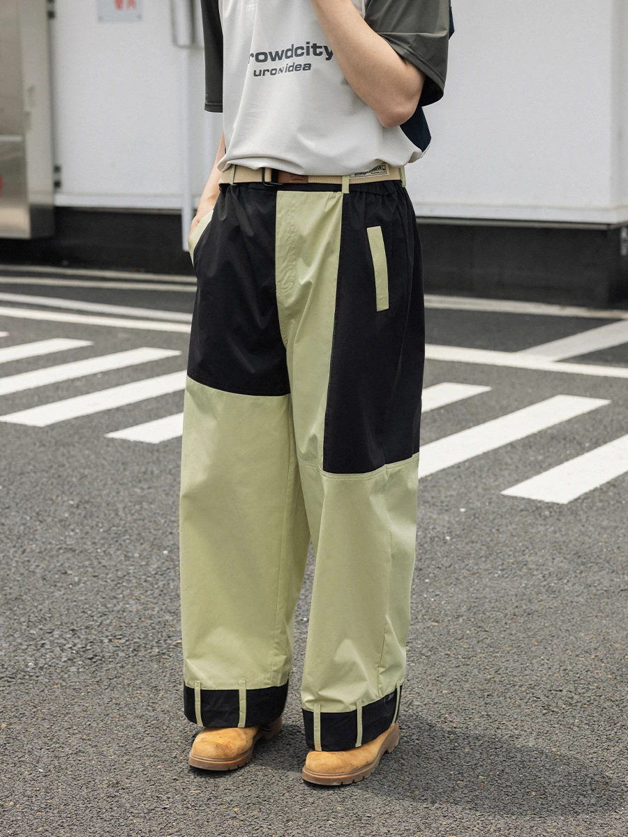 

Noears Japanese Retro Loose Casual Pants Summer Design Straight Leg Trousers Color Blo Contrast Youthful Cotton Polyester L...