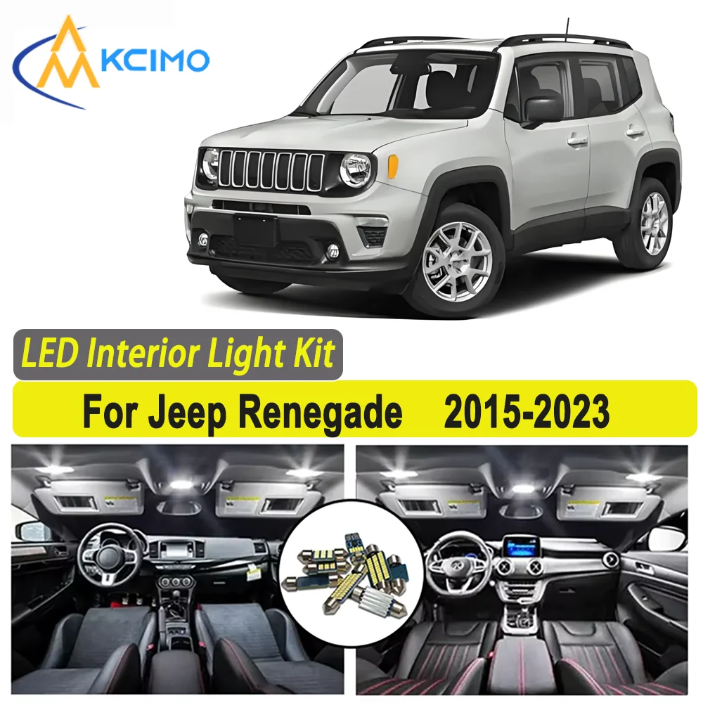 

Kcimo LED For Jeep Renegade 2015 2016 2017 2018 2019 2020 2021 2022 2023 Premium Bright LED Interior Dome Map Trunk Light Kit