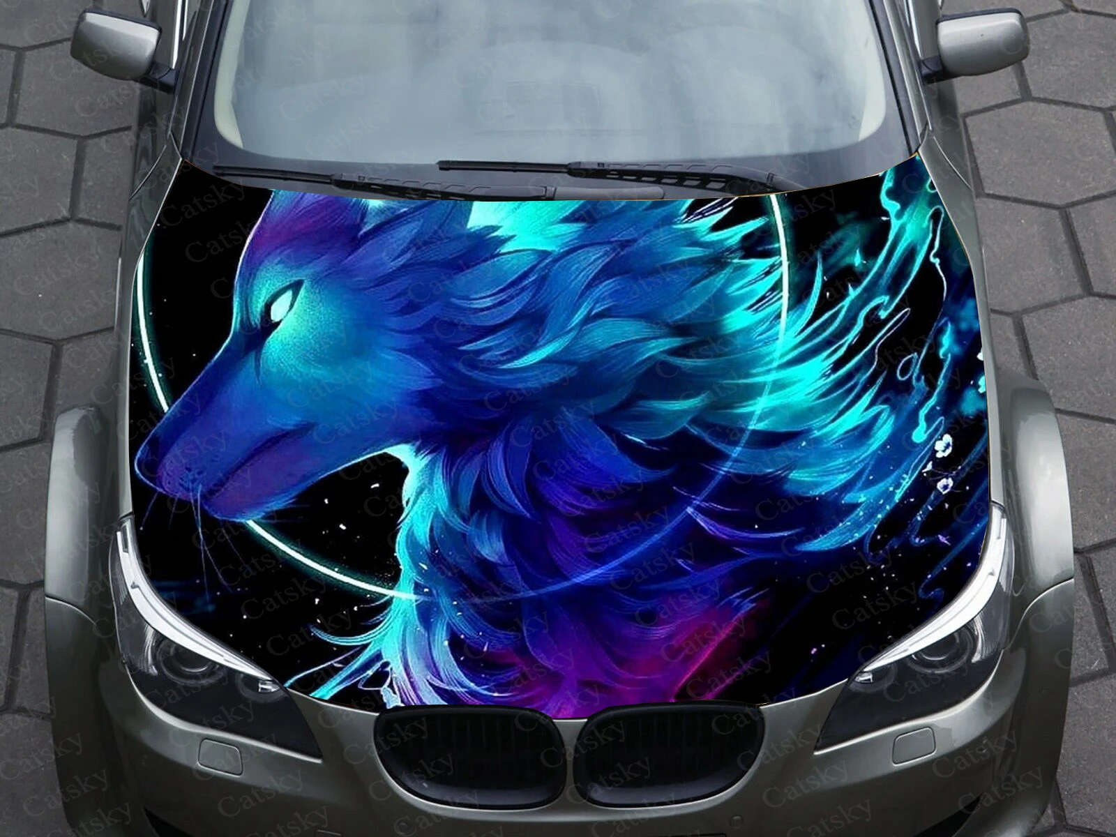 늑대 자동차 스티커 그래픽 비닐 데칼 후드 패턴 포장 데칼, 사용자 정의 DIY 엔진 컬러 동물 자동차 데칼