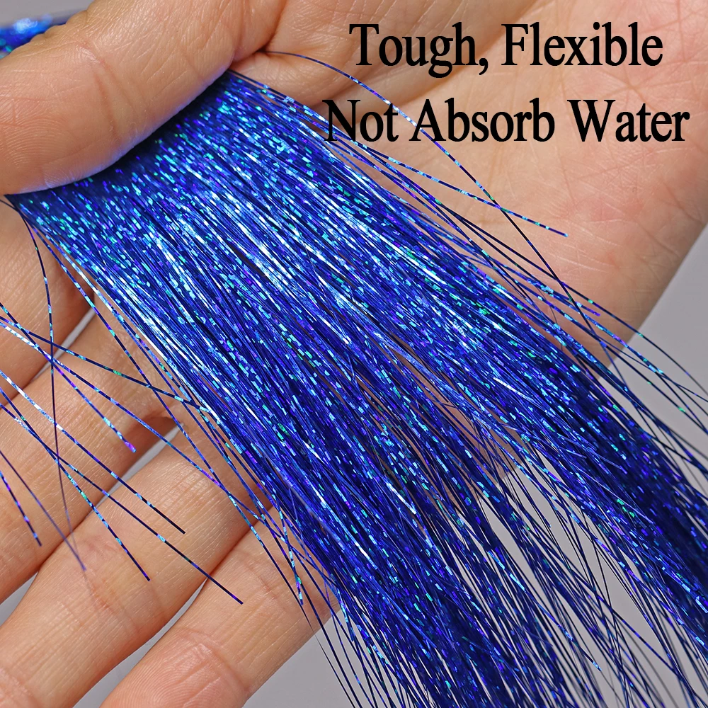 ICERIO 4Packs Soft Holographic Flat Krystal Flash Tinsel Flashabou Fly Tying Material Pike Trout Streamers Jig Fishing Hook Lure